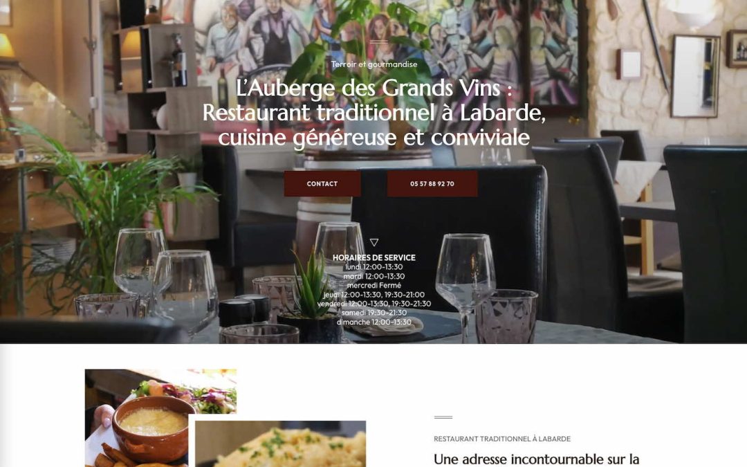 Réalisation web et communication pour L’Auberge des Grands Vins à Labarde