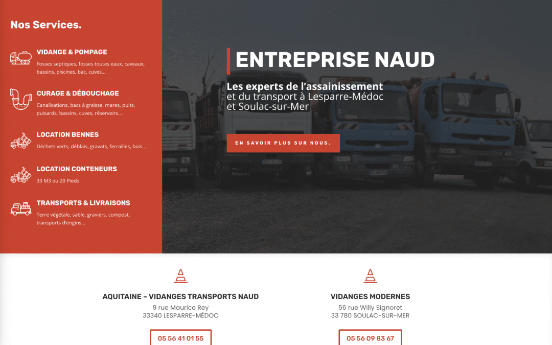 Création de site internet pour Entreprise Naud à Lesparre-Médoc, Soulac-sur-Mer