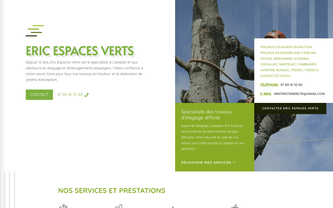 Création de site internet pour Eric Espaces Verts à Canéjan