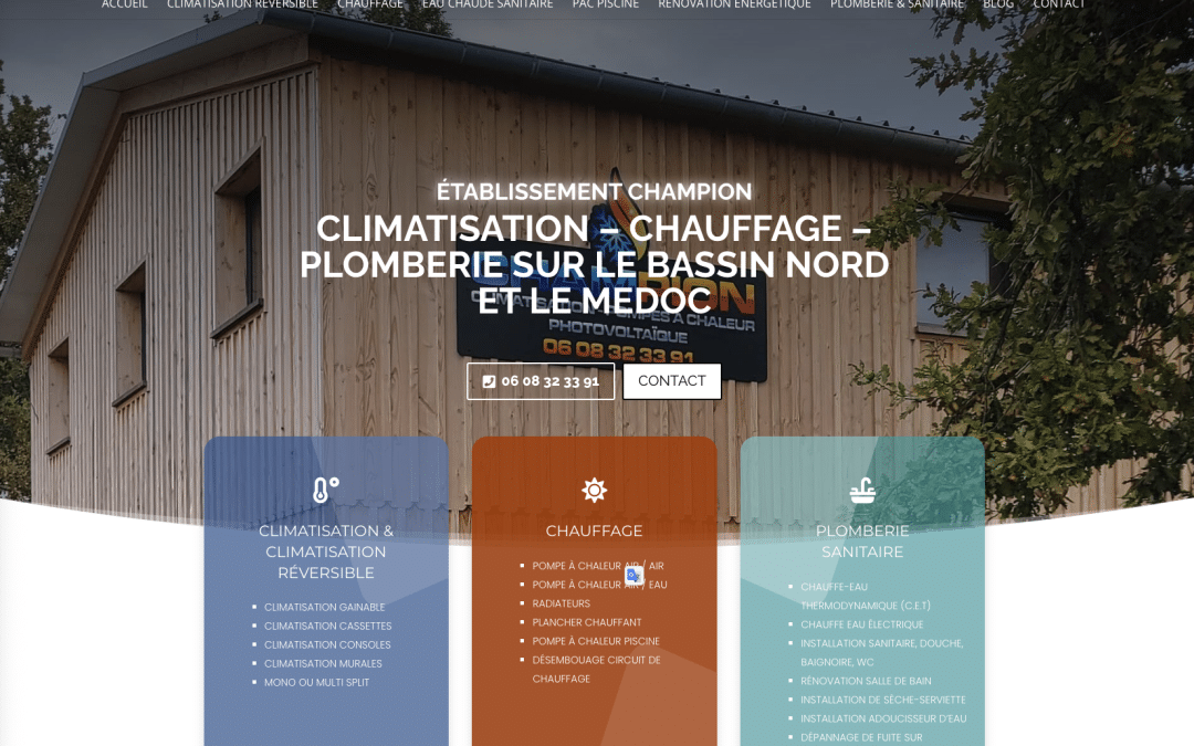 Création de site internet pour Établissement Champion à Andernos-les-Bains