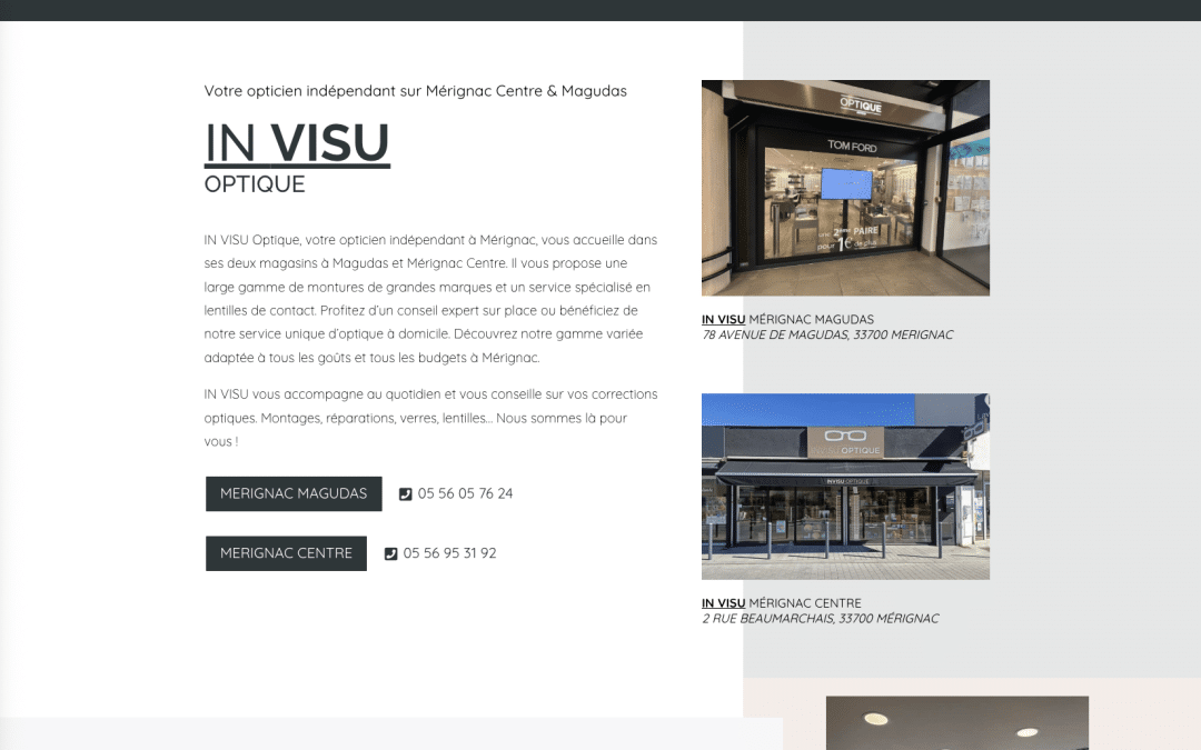 Création de site internet pour In Visu Optique à Mérignac