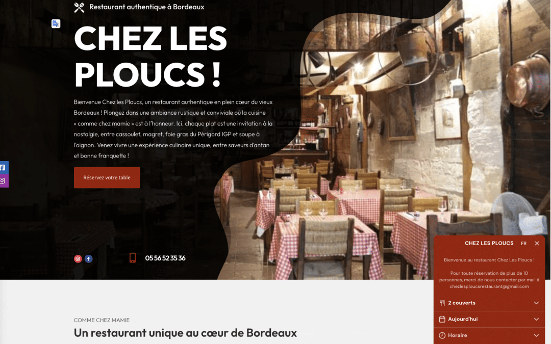 Création de site internet pour Chez les Ploucs à Bordeaux