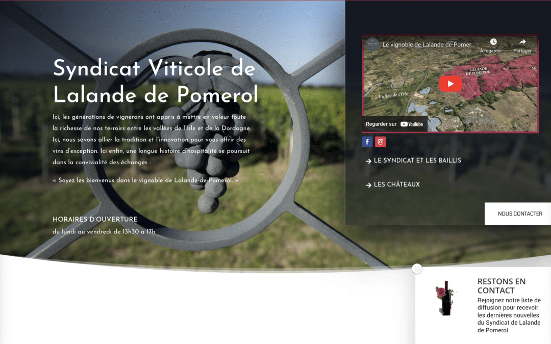 Création de site internet pour le Syndicat Viticole de Lalande de Pomerol à Lalande-de-Pomerol
