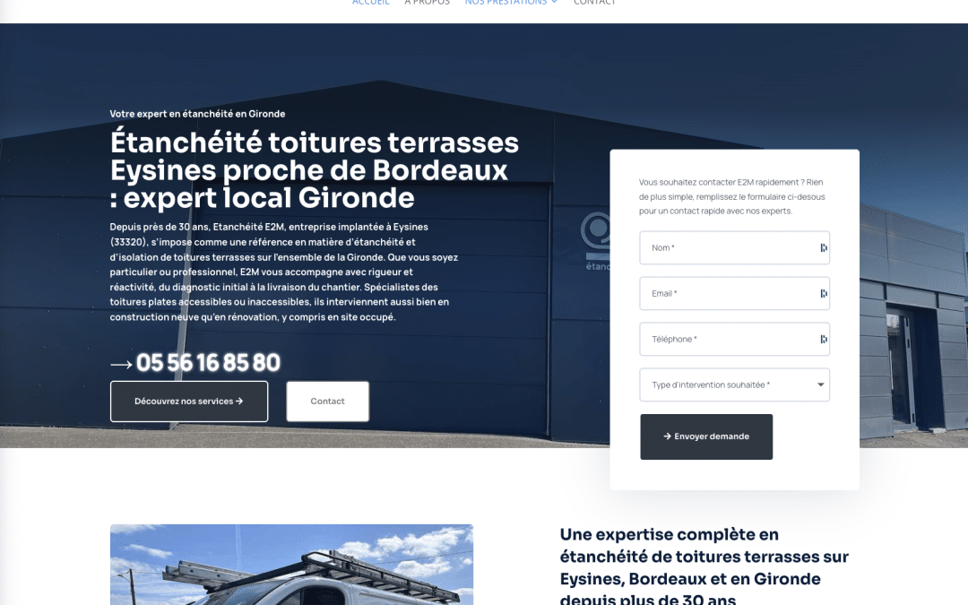 Création de site internet pour Étanchéité E2M à Eysines