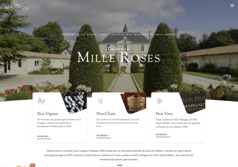 Site créé pour Château Mille Roses