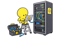 Mascotte Poulpemedia maintenance