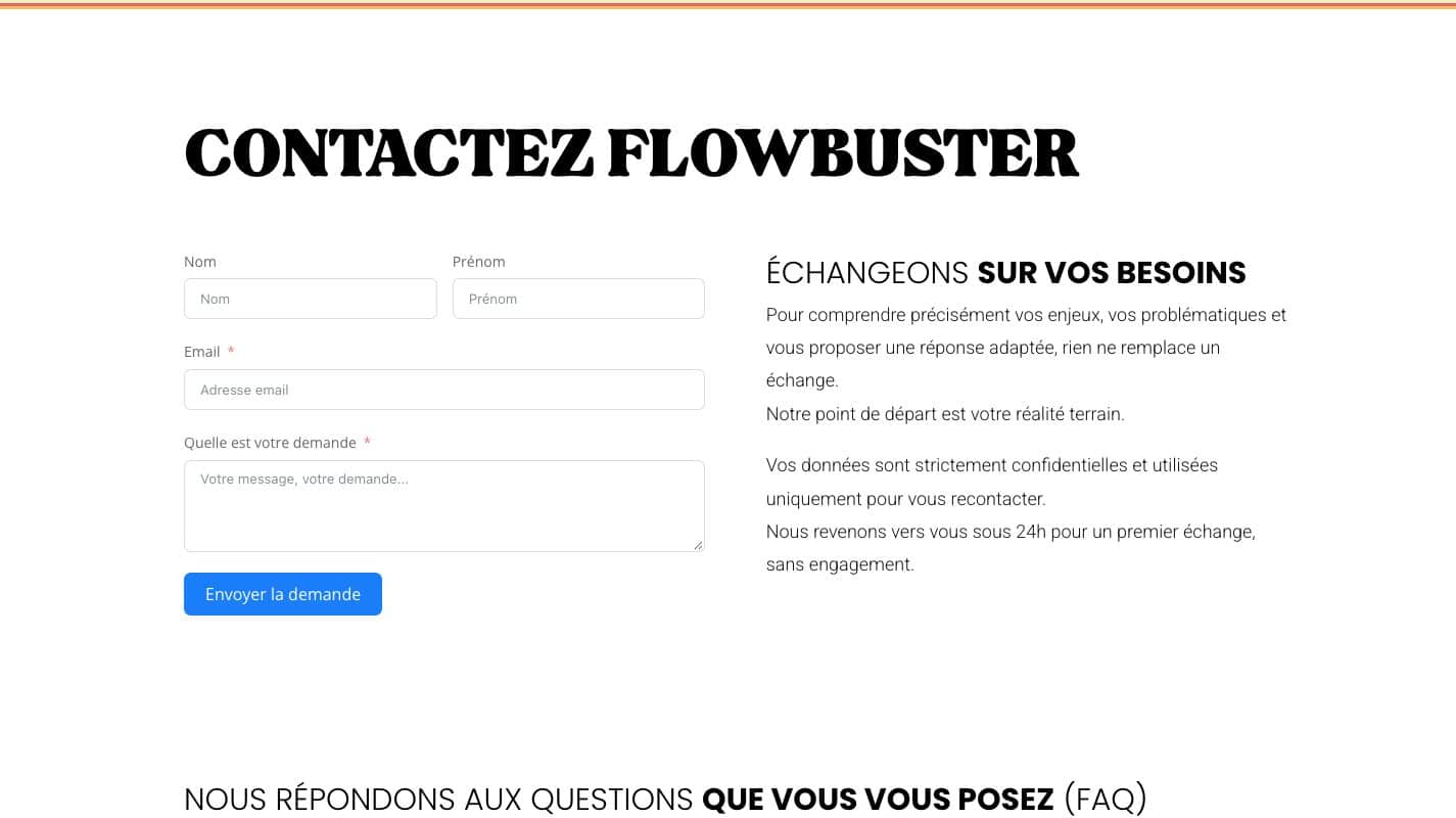 Aperçu du site Flow Buster