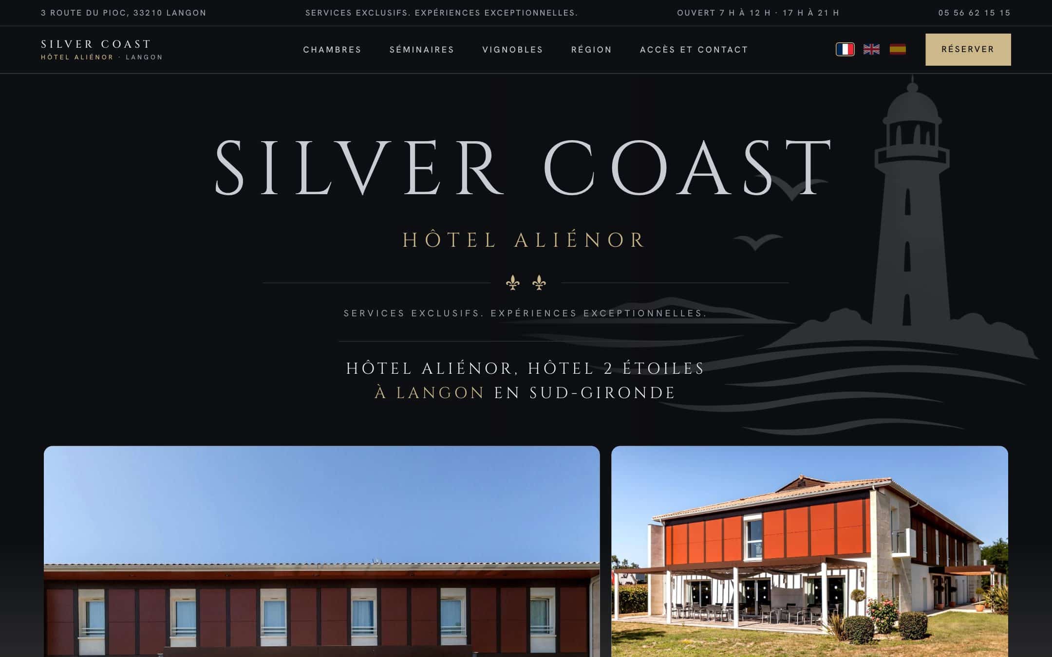 Site créé pour Hôtel Aliénor – Silver Coast