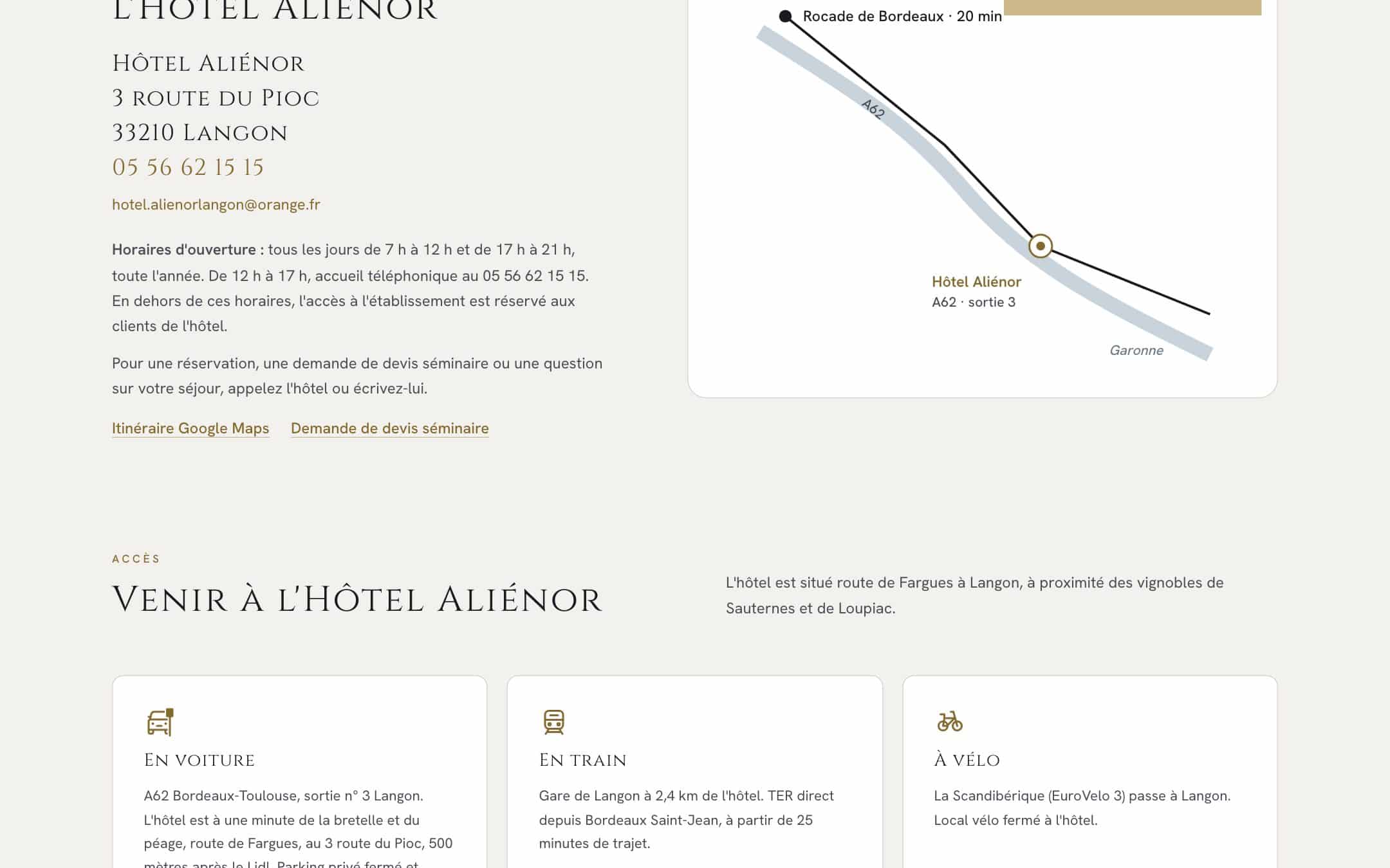 Aperçu du site Hôtel Aliénor